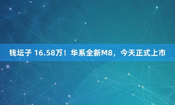 钱坛子 16.58万！华系全新M8，今天正式上市